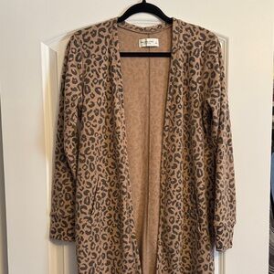 A+F Leopard Print Open Front Cardigan Sweater